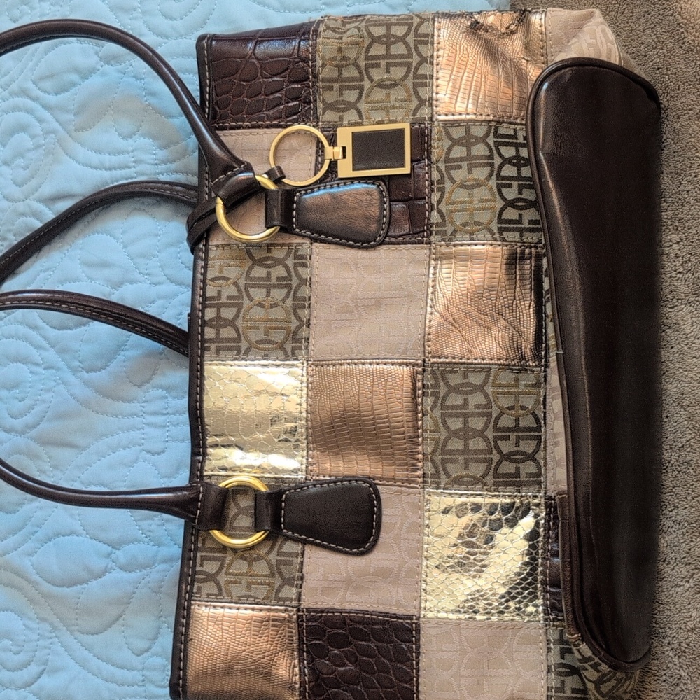 Giani Bernini Metallic Patchwork Tote - image 1
